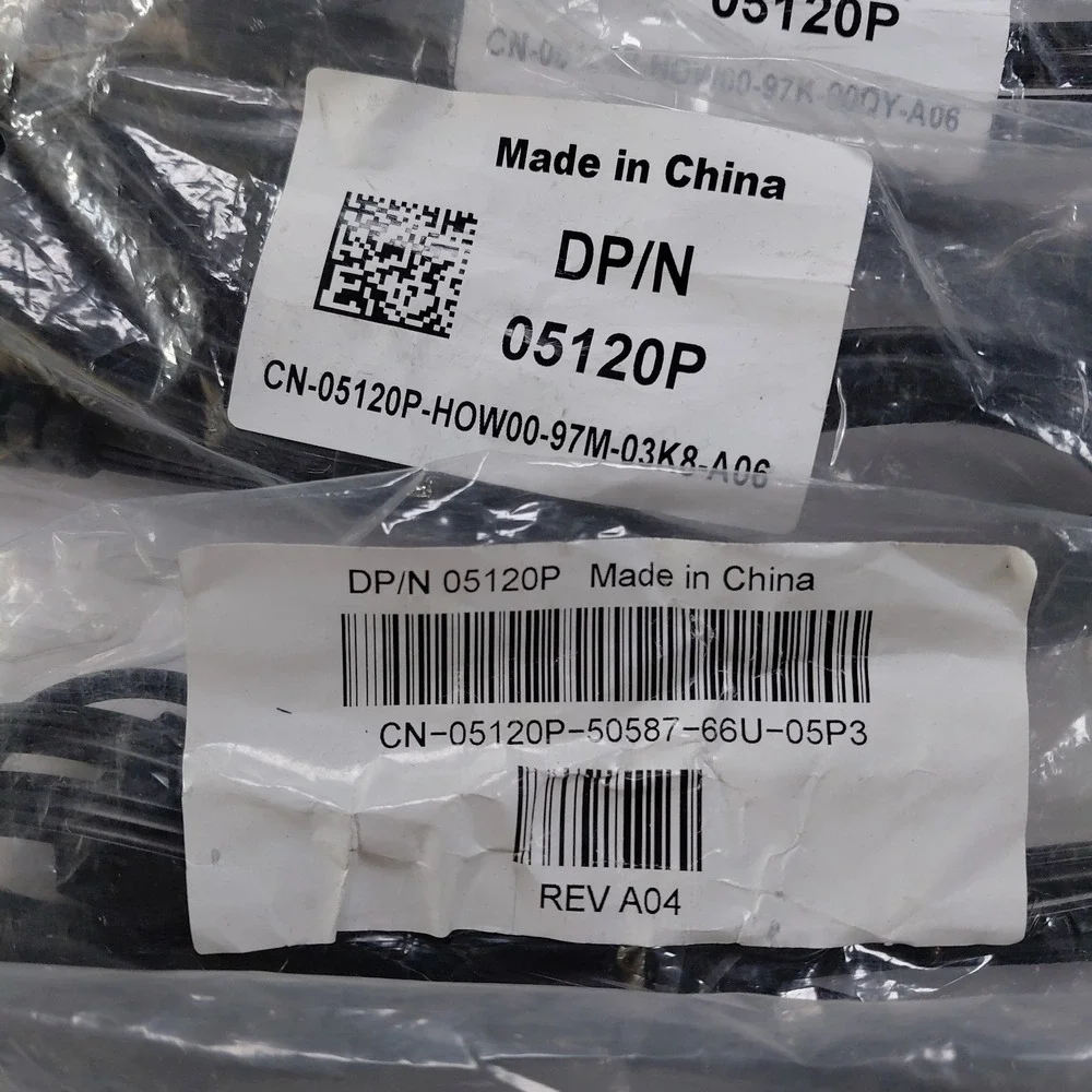 Lot of 5 Dell DP/N 05120P 3-Prong 18 AWG C13 6ft AC Power Cord Cable - Black NEW
